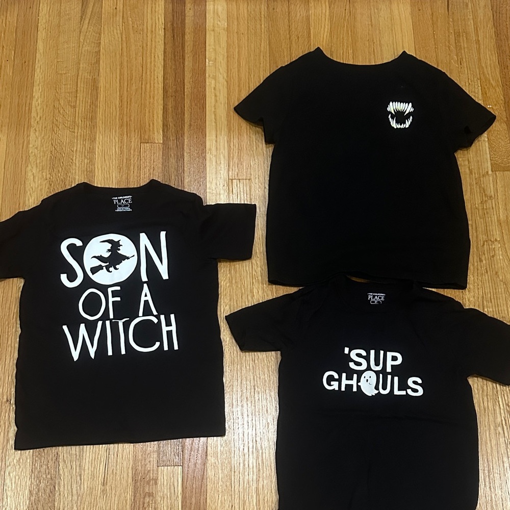 Black Halloween Themed Kids T-Shirts Set size 5T